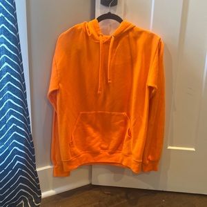 plain, bright orange hoodie, small